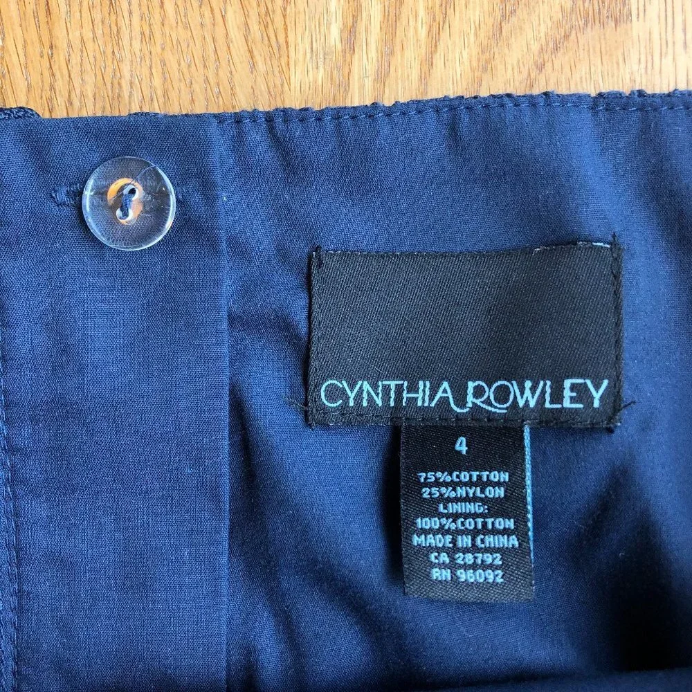Cynthia Rowley Floral Lace Overlay Skirt Navy Blue Size 4